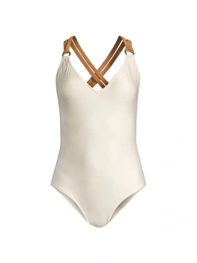 Lenny Niemeyer Swim Women's Rope V-neck One-piece Swimsuit In Off White