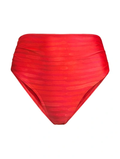 Lenny Niemeyer Swim Women's Ruched High-waist Bikini Bottoms In Stripe Flora