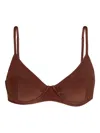 Lenny Niemeyer Taca Ribbed Triangle Bikini Top In Brown