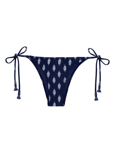 Lenny Niemeyer Tassel-tie Patterned Bikini Bottom In Blue