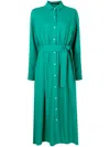 Lenny Niemeyer Tied-waist Midi Shirtdress In Green