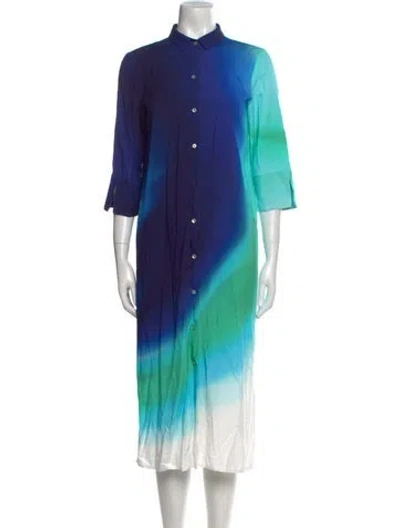 Pre-owned Lenny Niemeyer Tie-dye Print Midi Length Dress In Blue
