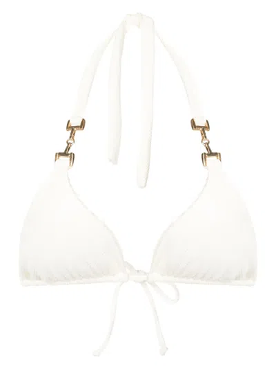Lenny Niemeyer Triangle-cup Halterneck Bikini Top In White