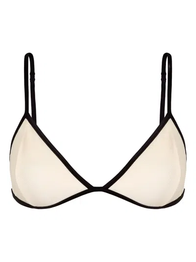 Lenny Niemeyer Triangle Fixed-seam Bikini Top In Neutral