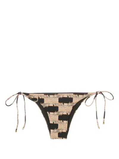 Lenny Niemeyer Trompe L'oeil-print Side-tie Bikini Bottoms In Black