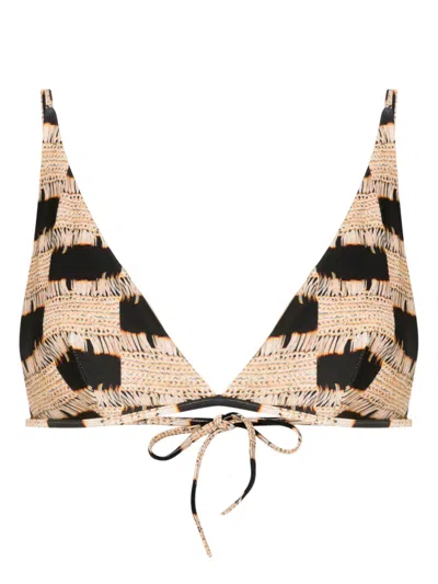 Lenny Niemeyer Trompe L'oeil-print Triangle Bikini Top In Black