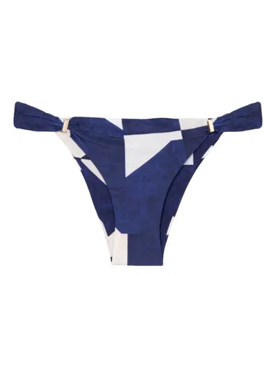 Lenny Niemeyer Tubos Abstract-print Knotted Bikini Bottoms In Blue