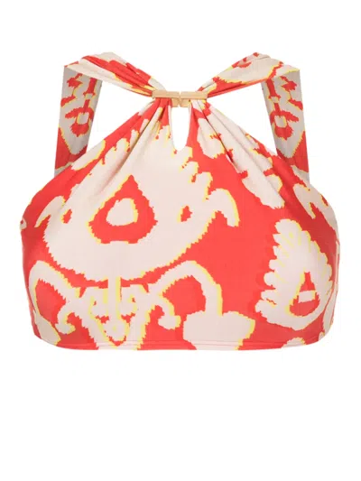 Lenny Niemeyer Turquia Graphic-print Bikini Top In Red