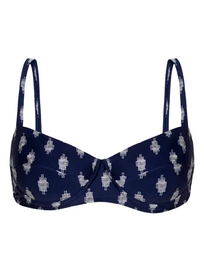 Lenny Niemeyer Wally Print Bikini Top In Black