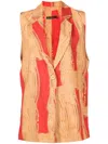 Lenny Niemeyer Warped-print Cotton Waistcoat In Brown