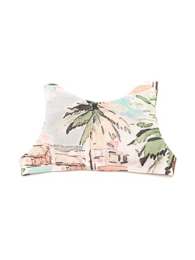 Lenny Niemeyer Kids' Watercolour-effect Bikini Top In Neutrals