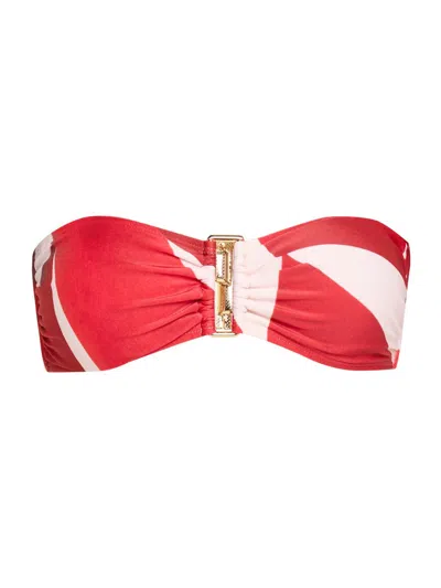 Lenny Niemeyer Women's Drop Bandeau Bikini Top In Red White