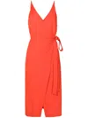 Lenny Niemeyer Wraparound Belted Midi Dress In Orange