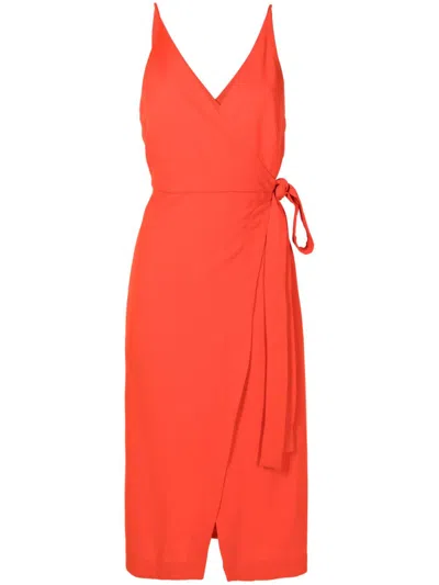 Lenny Niemeyer Wraparound Belted Midi Dress In Orange