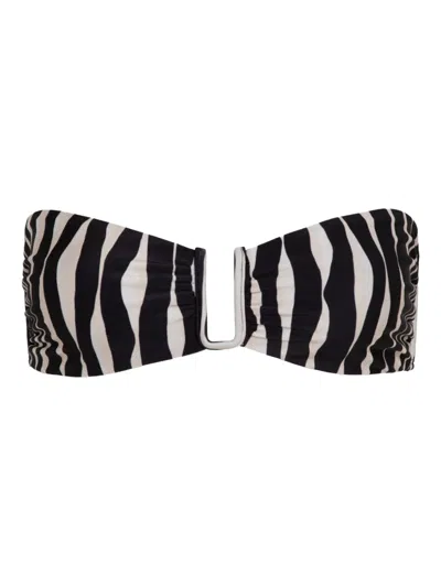 Lenny Niemeyer Zebra-print Bandeau Bikini Top In Black