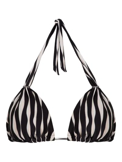 Lenny Niemeyer Zebra-print Halter Bikini Top In Black