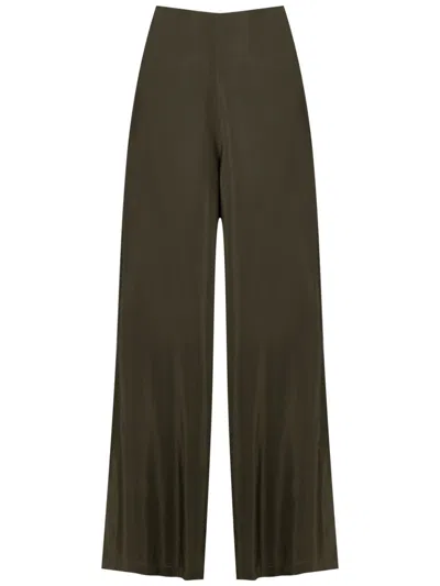 Lenny Niemeyer Zipped Silk Palazzo Pants In Green