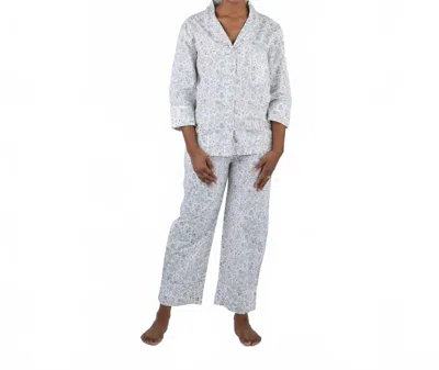 Lenora Classic Cotton Pajamas In Emmie Floral In White
