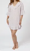 Lenora Lily Cotton Poet Nightshirt In Pink Floral In Multi
