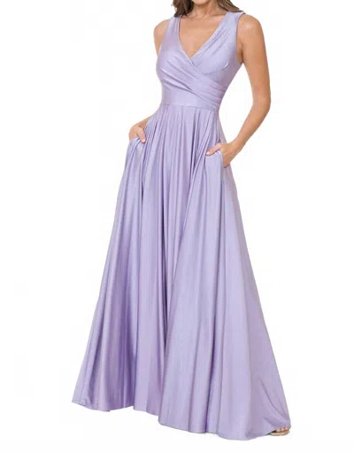 Lenovia Usa Formal Pleated Long Evening Dress In Lavender In Purple