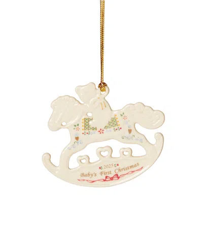 Lenox 2025 Baby's 1st Christmas Rocking Horse Ornament In White