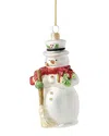 Lenox 2025 Blown Glass Snowman Ornament In White