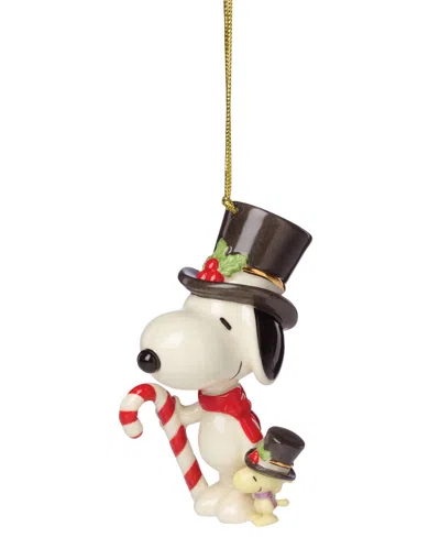 Lenox 2025 Candy Cane Snoopy & Woodstock Ornament In Multi