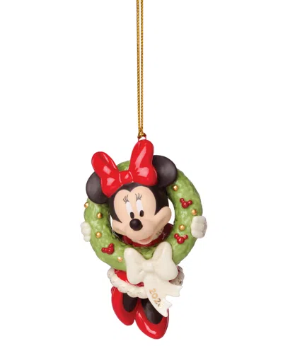 Lenox 2025 Holiday Wreath Minnie Mouse Ornament In Multi