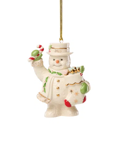 Lenox 2025 Snowman With Stocking Ornament In Neutral