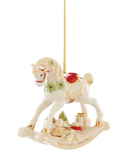 Lenox 2025 Vintage Rocking Horse Ornament In Neutral