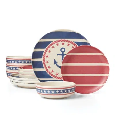 Lenox 24 Seven Melamine, Aweigh We Go 12-piece Dinnerware Set In Multi