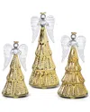 Lenox 3pc Radiant Light Lit Angel Figurines Set In Gold