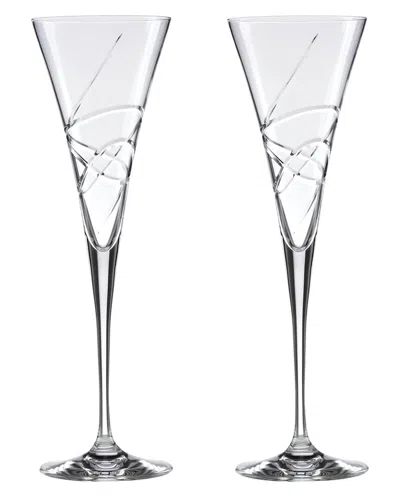 Lenox Adorn Crystal 2pc Toasting Flute Set In Black