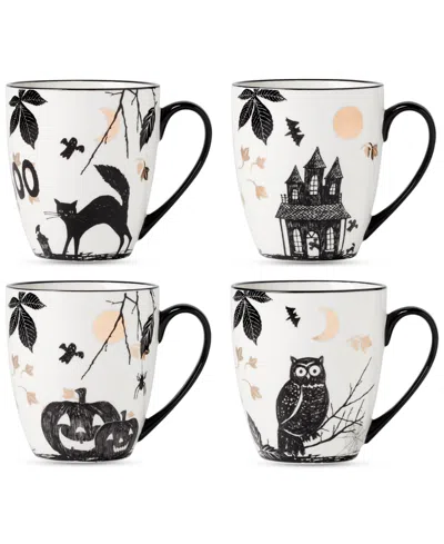 Lenox Assorted Haunted Halloween Mugs, Set Of 4 In Black