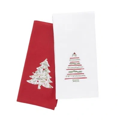 Lenox Bayberry Tree Kitchen Towel 2 Pack Set In Red,white