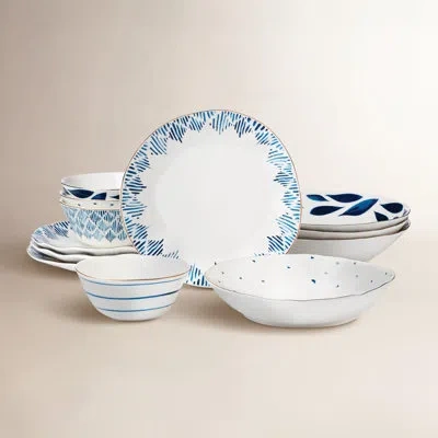 Lenox Blue Bay 12-piece Dinnerware Set In Blue,white