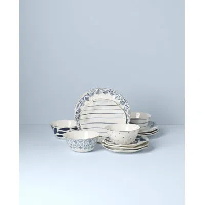 Lenox Blue Bay 12-piece Dinnerware Set In Blue;white