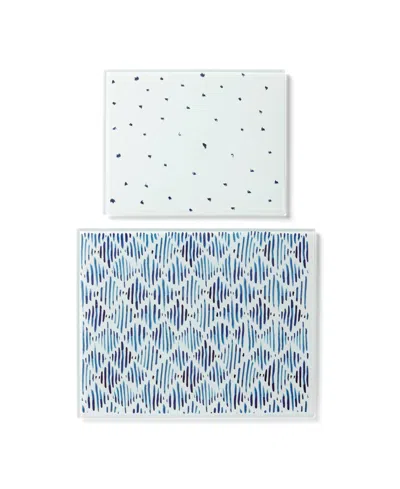 Lenox Blue Bay 2-piece Glass Cutting Board Set In Multi And White