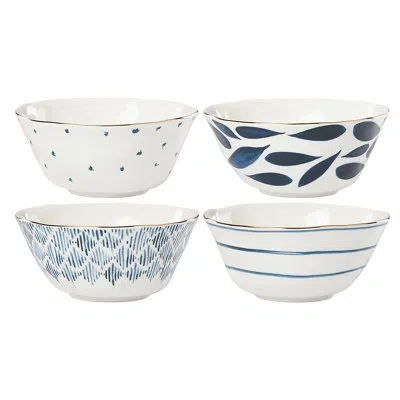 Lenox Blue Bay 20 Oz. 4 Piece All Purpose Cereal Bowl Set In Blue;white