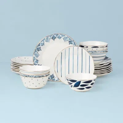 Lenox Blue Bay 24-piece Dinnerware Set, Service For 8 In Blue,white,gold