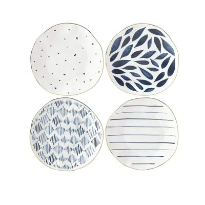 Lenox Blue Bay 4 Piece 8" Salad Or Dessert Plate Set In Blue;white