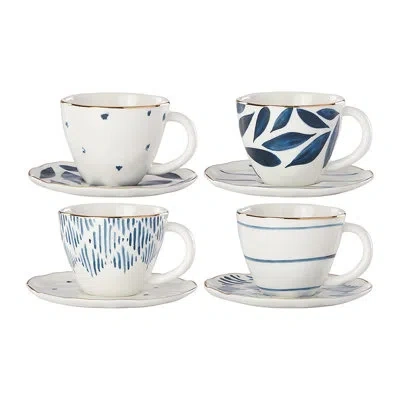 Lenox Blue Bay 4 Piece Espresso Cup & Saucer Set