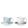 Lenox Blue Bay 4 Piece Teacup & Saucer Set In White