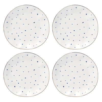 Lenox Blue Bay Dots 4-piece Dinner Plate Set In Blue,white