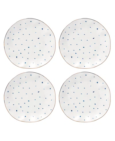 LENOX BLUE BAY DOTS DINNER PLATES, SET OF 4