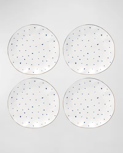 Lenox Blue Bay Dots Dinner Plates, Set Of 4 In White