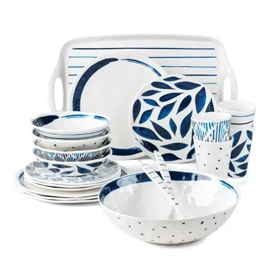 Lenox Blue Bay Melamine 20-piece Dinnerware Set In Blue;white