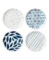 Lenox Blue Bay Melamine Assorted Accent Plates, Set Of 4 In White