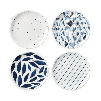 Lenox Blue Bay Melamine Assorted Accent Plates, Set Of 4 In White/blue