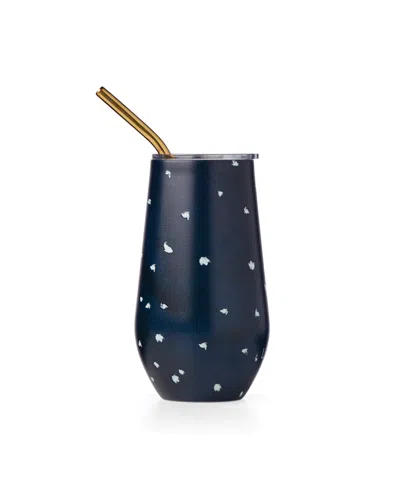 Lenox Blue Bay Stainless Steel Wine Tumbler With Straw In Dot